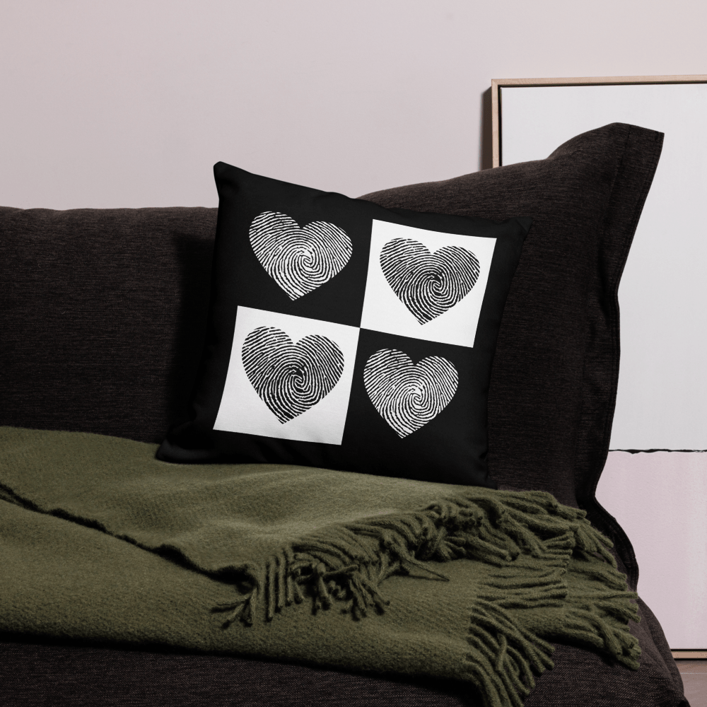 Dein Traumzimmer Fingerprint Hearts I Schwarz Premium Dekokissen Dekorative Kissen