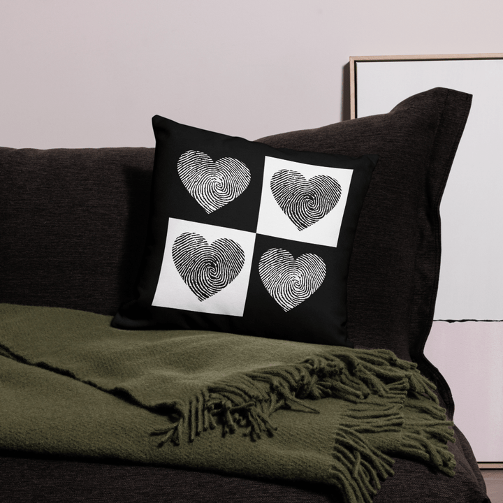 Dein Traumzimmer Fingerprint Hearts I Schwarz Premium Dekokissen Dekorative Kissen