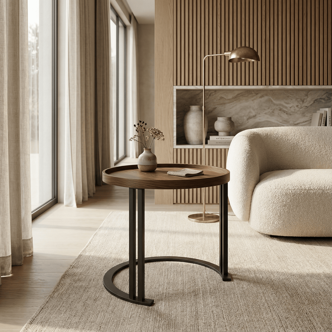 Dein Traumzimmer KAHEKU - Beistelltisch Intaro rund Walnuss Ø 50 cm Kleinmöbel