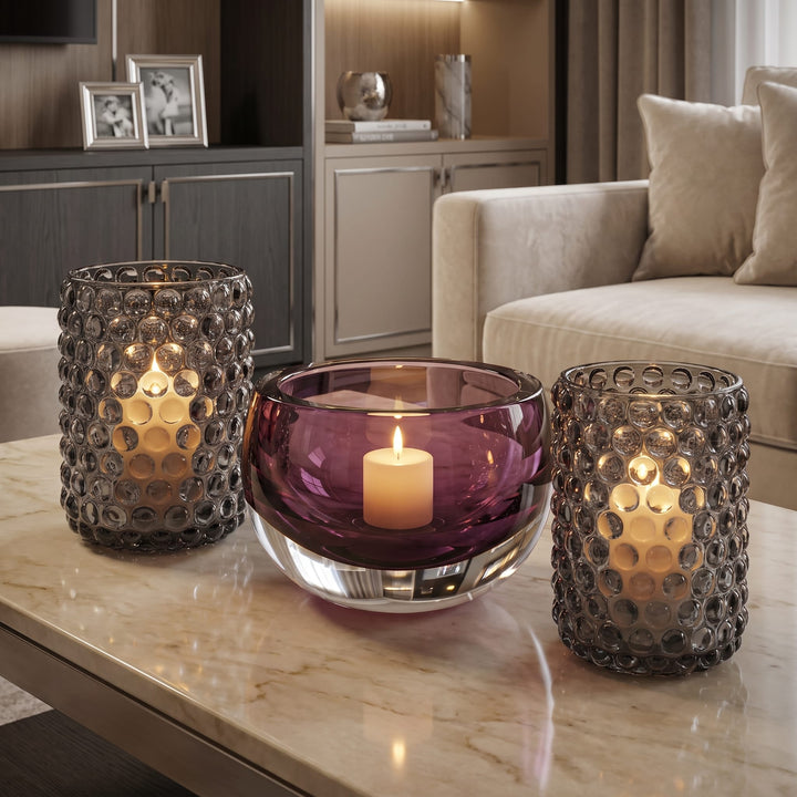 Dein Traumzimmer Kaheku Glas Deko Set Olson Purple &amp; Cura Grau Glas