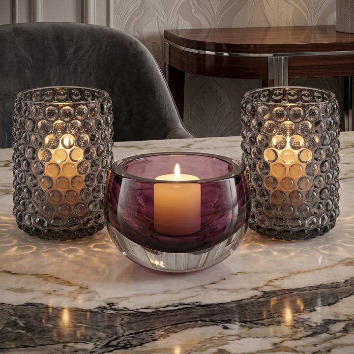 Dein Traumzimmer Kaheku Glas Deko Set Olson Purple &amp; Cura Grau Glas