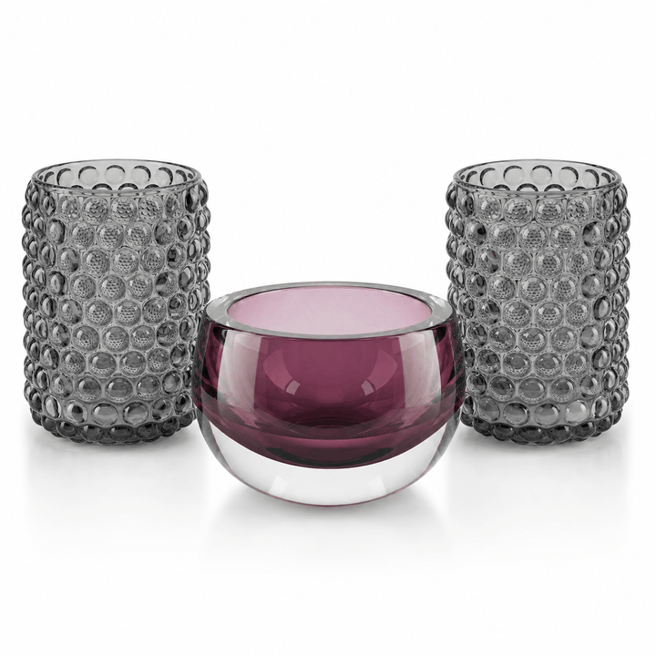 Dein Traumzimmer Kaheku Glas Deko Set Olson Purple &amp; Cura Grau Glas