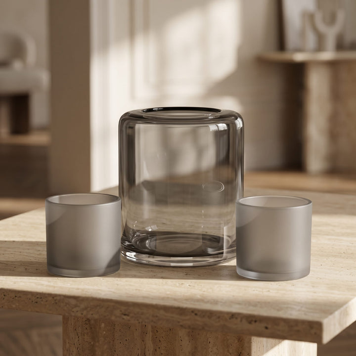 Dein Traumzimmer Kaheku Glas Deko Set Opino Smoke &amp; Coco Grau Glas