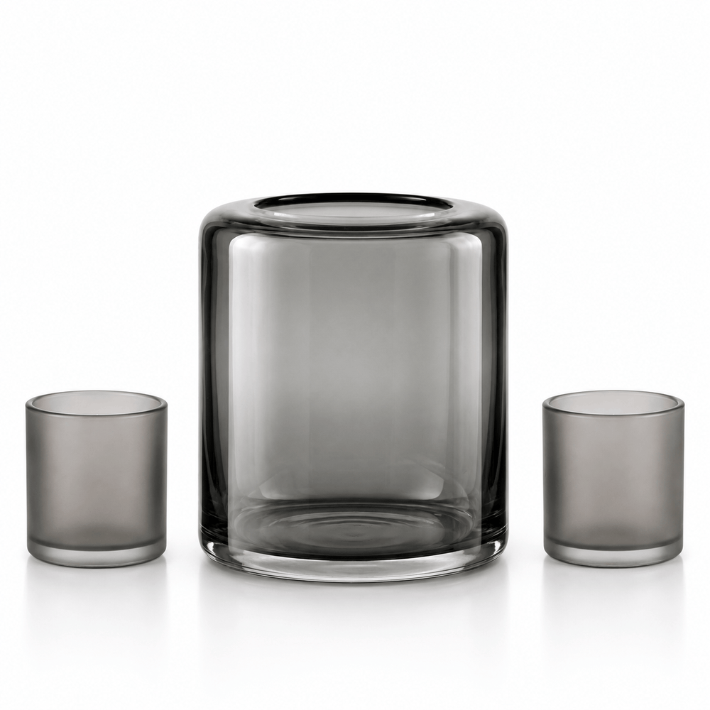 Dein Traumzimmer Kaheku Glas Deko Set Opino Smoke & Coco Grau Glas