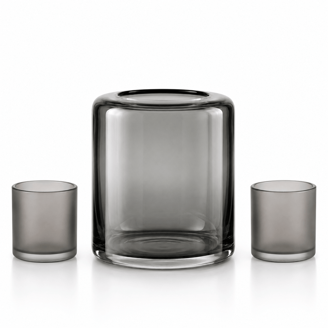 Dein Traumzimmer Kaheku Glas Deko Set Opino Smoke &amp; Coco Grau Glas