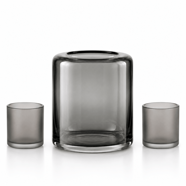Dein Traumzimmer Kaheku Glas Deko Set Opino Smoke &amp; Coco Grau Glas