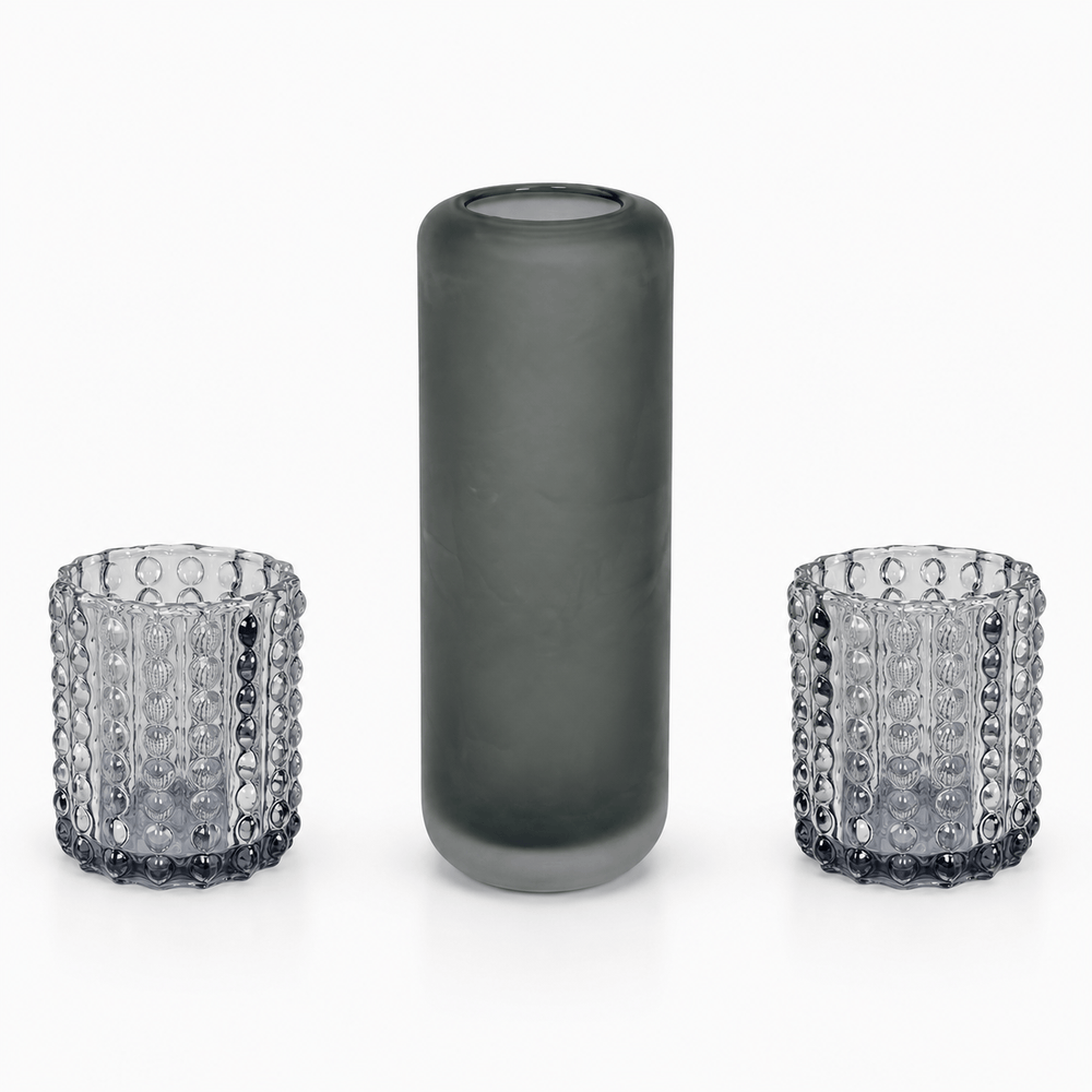 Dein Traumzimmer Kaheku Glas Set Opino Matt Smoke & Amos Grau Glas