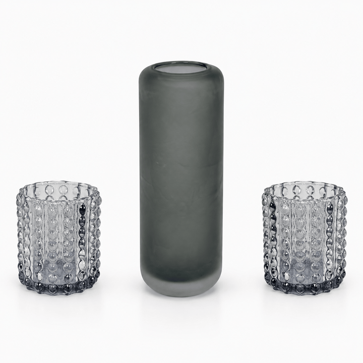 Dein Traumzimmer Kaheku Glas Set Opino Matt Smoke &amp; Amos Grau Glas