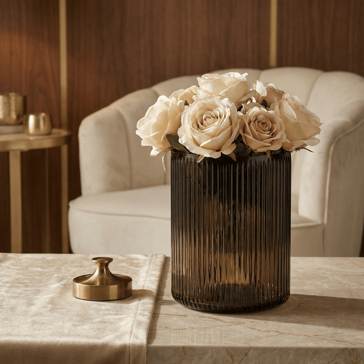 Dein Traumzimmer Kaheku Kübel Cuyo streifen braun Ø10cm Glas