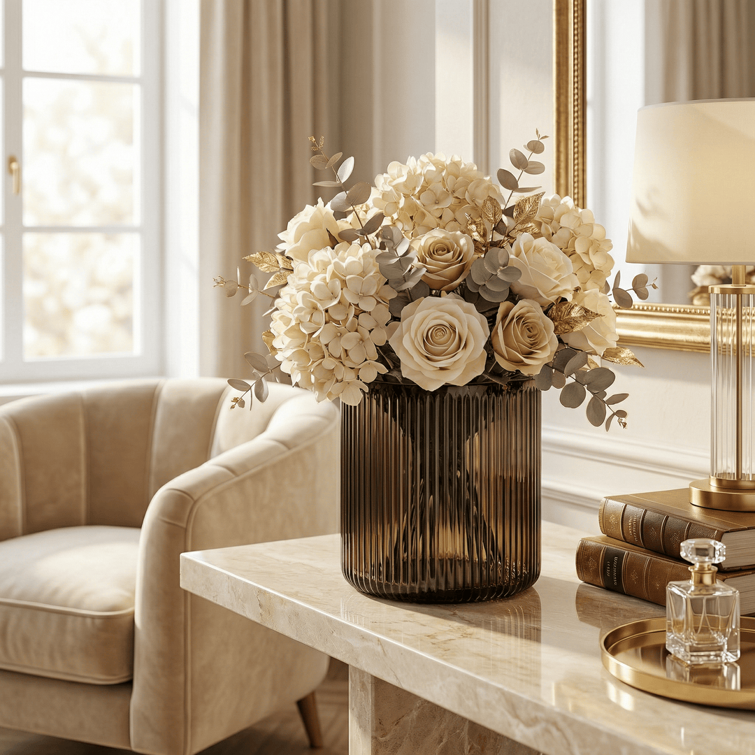 Dein Traumzimmer Kaheku Kübel Cuyo streifen braun Ø20cm Glas