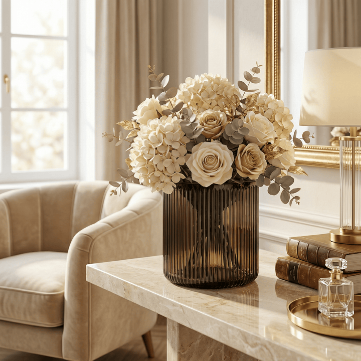 Dein Traumzimmer Kaheku Kübel Cuyo streifen braun Ø20cm Glas