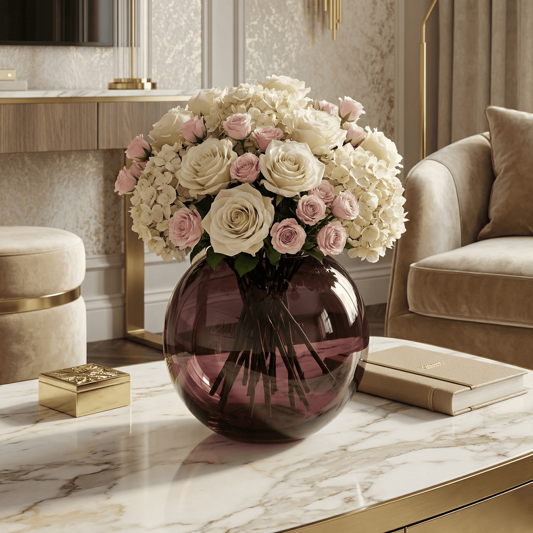 Kugelvase Opino Lila – Elegante Glasvase Ø 29 cm