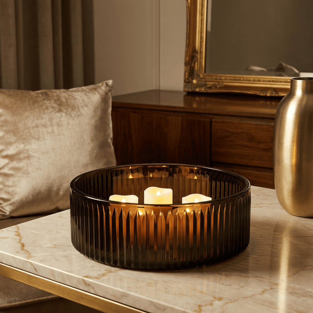 Dein Traumzimmer Kaheku Schale Cuyo streifen braun Ø20cm Glas