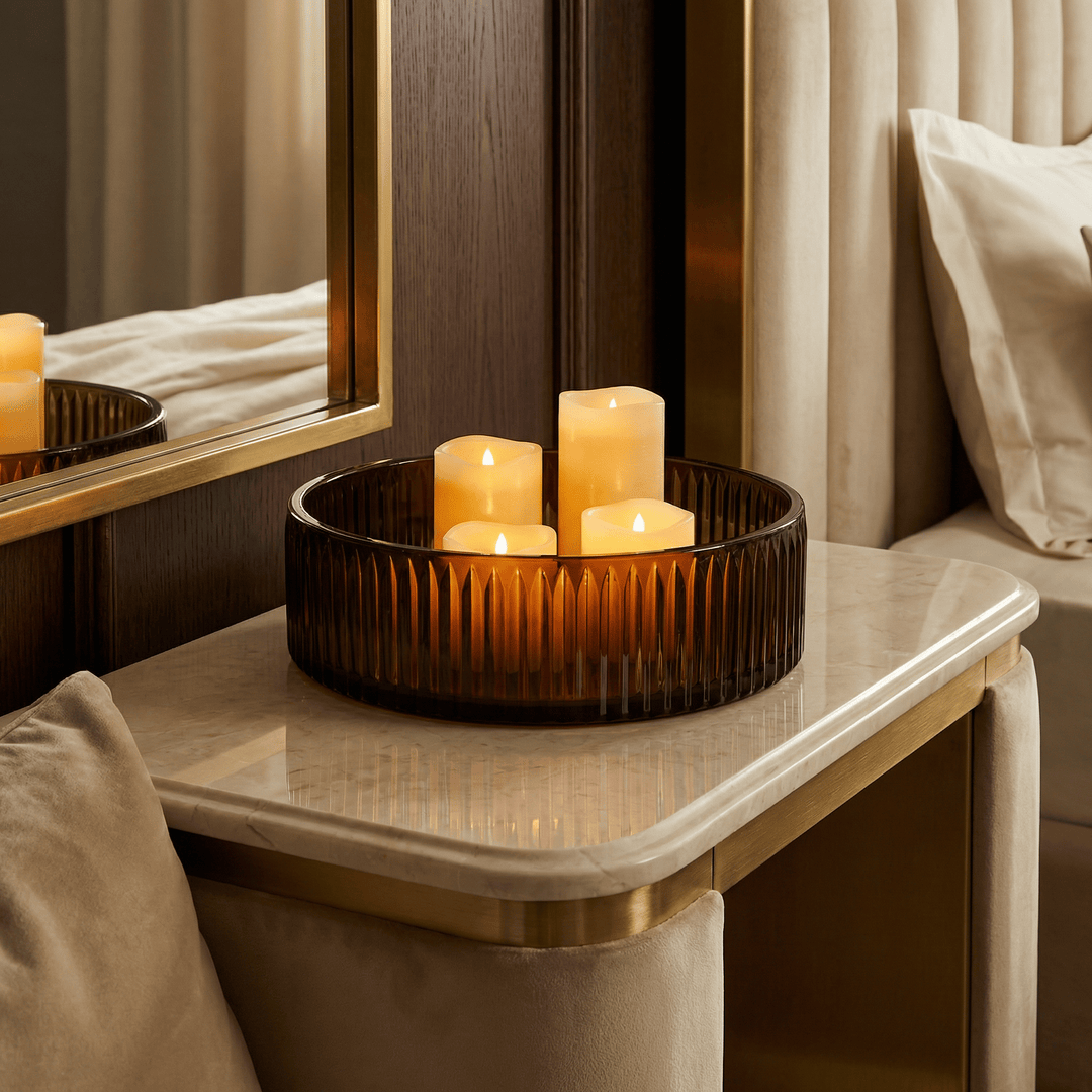 Dein Traumzimmer Kaheku Schale Cuyo streifen braun Ø25cm Glas