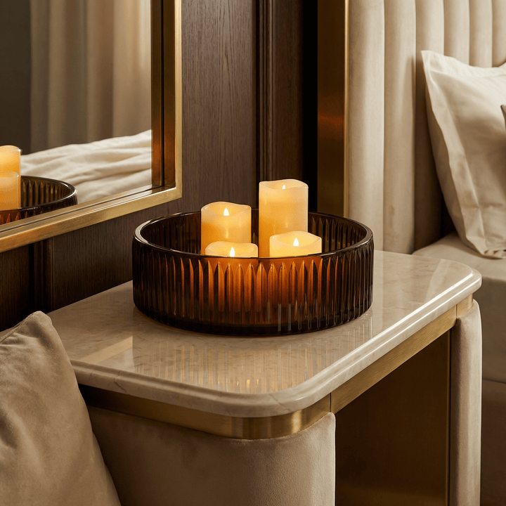 Dein Traumzimmer Kaheku Schale Cuyo streifen braun Ø25cm Glas