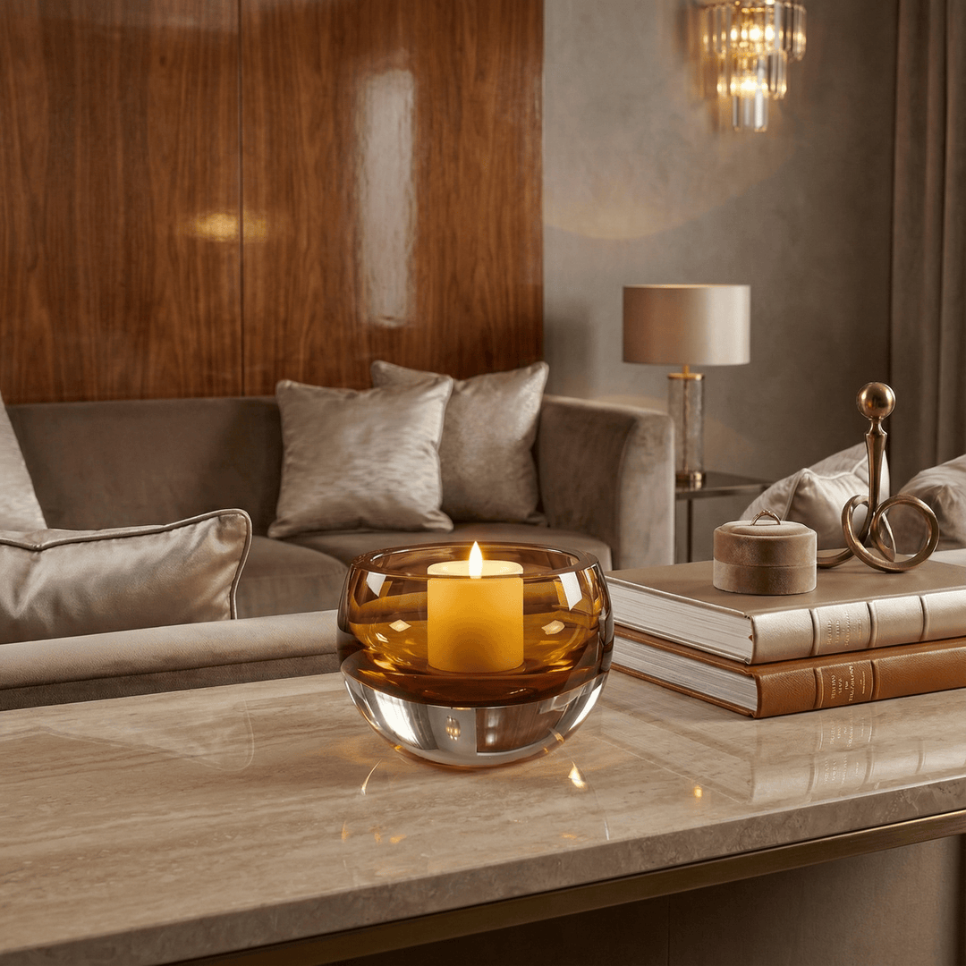 Dein Traumzimmer Kaheku - Tischlicht Olson Amber Glas