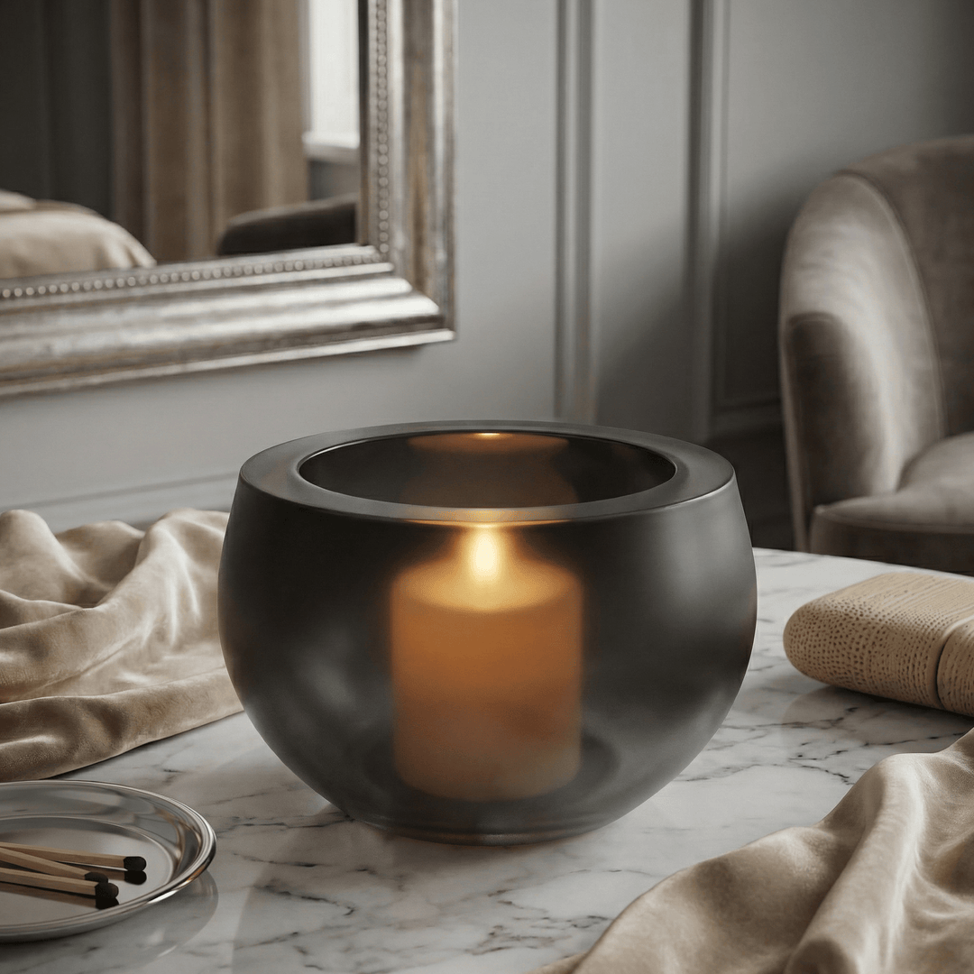 Dein Traumzimmer Kaheku Tischlicht Olson grau matt Ø12,5cm Glas