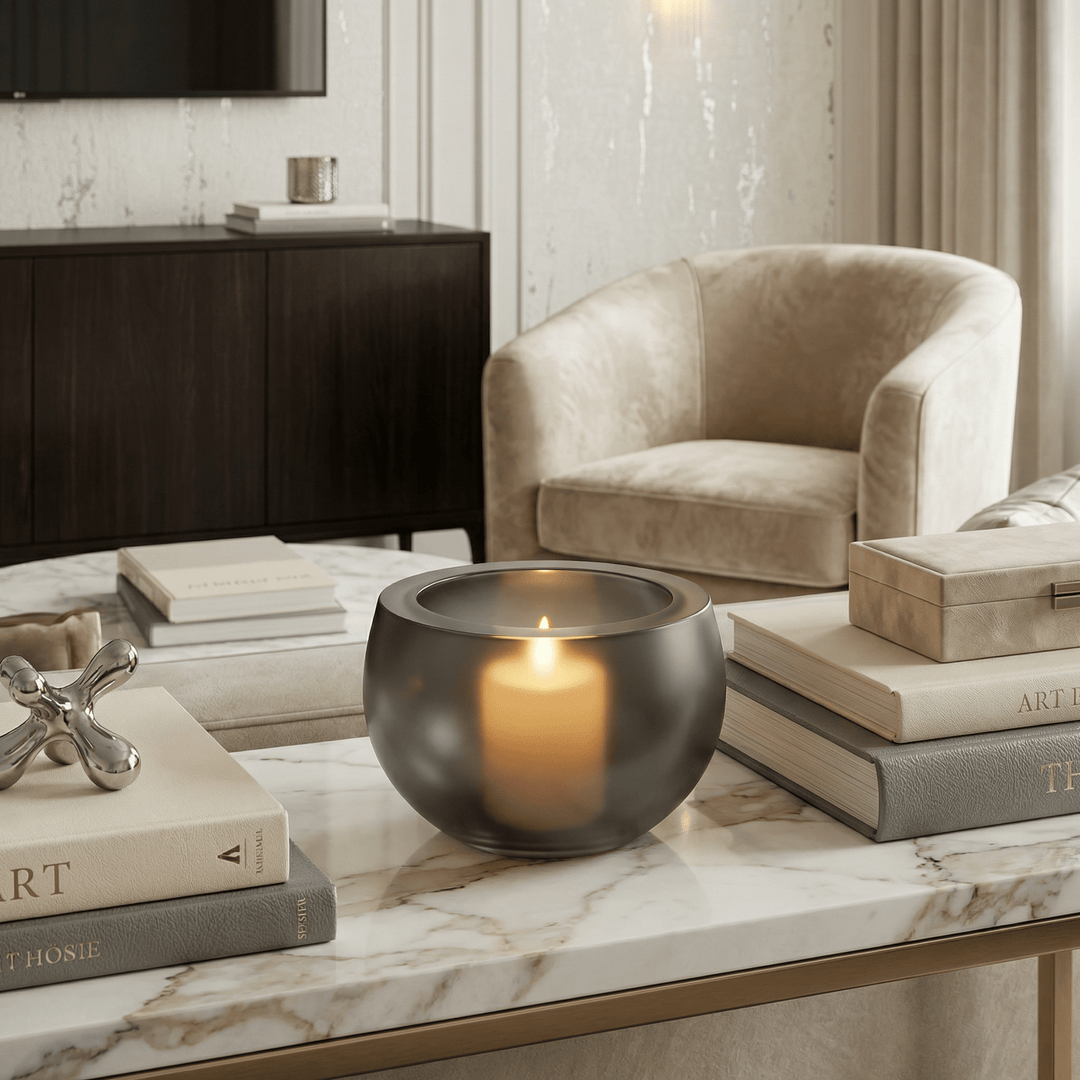 Dein Traumzimmer Kaheku Tischlicht Olson grau matt Ø9,5cm Glas