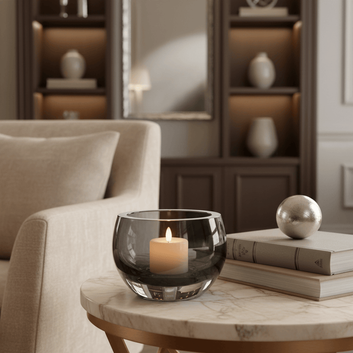 Dein Traumzimmer Kaheku Tischlicht Olson grau Ø12,5cm Glas