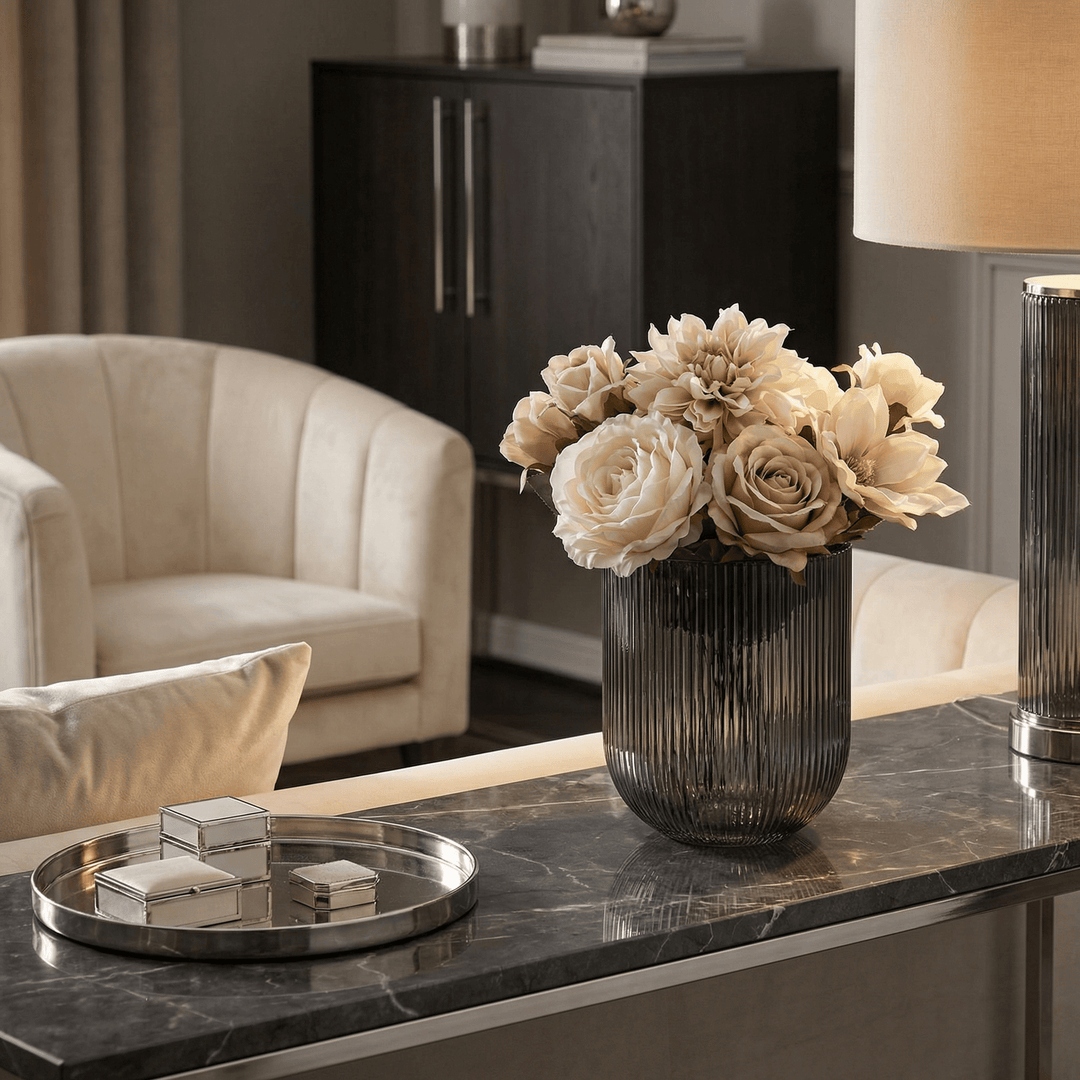 Dein Traumzimmer Kaheku Vase Relax Struktur Grau Ø10cm Glas