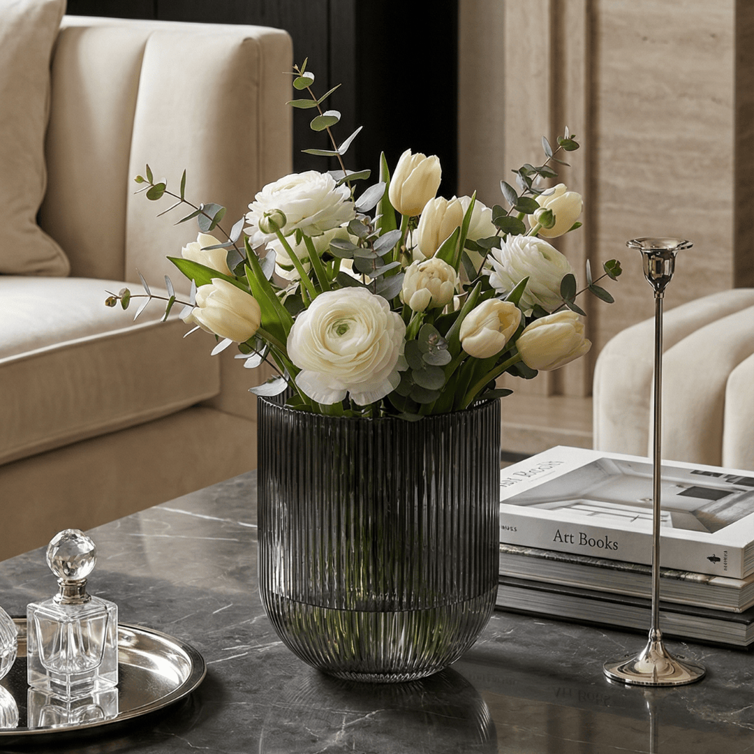 Dein Traumzimmer Kaheku Vase Relax Struktur Grau Ø10cm Glas