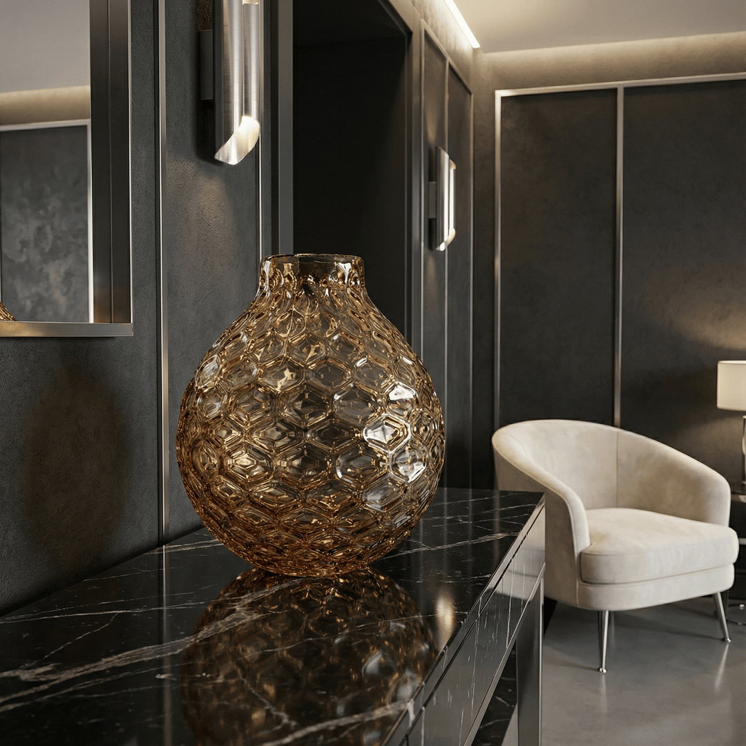 Dein Traumzimmer Kaheku - Vase Roccella Amber Ø25 cm Glas