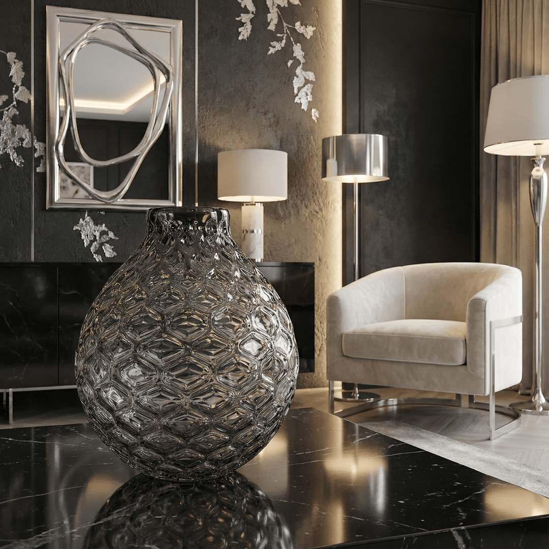 Dein Traumzimmer Kaheku - Vase Roccella Grau 30Ø Glas