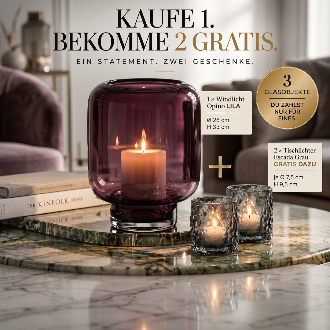 Dein Traumzimmer Kaheku Windlicht Opino Lila Ø26cm  + 2 Escada GRATIS Glas