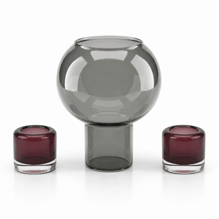 Dein Traumzimmer Kaheku Windlicht Set Colima Grau &amp; Opino Lila Glas