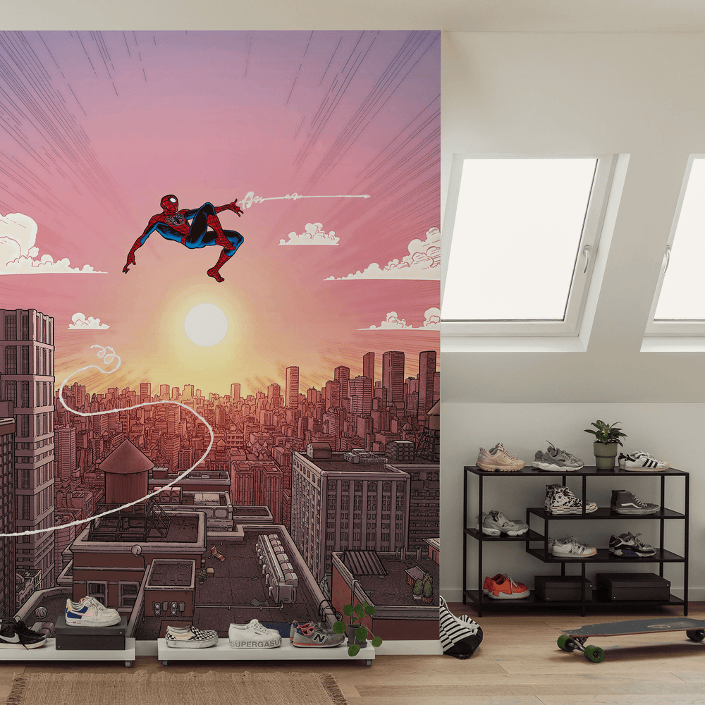 Dein Traumzimmer KOMAR - MARVEL Spider-Man Swinging Through the Air I Digitaldrucktapete Fototapeten