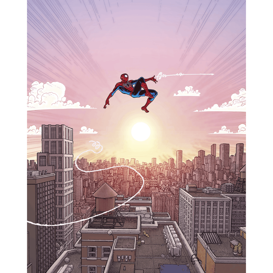 Dein Traumzimmer KOMAR - MARVEL Spider-Man Swinging Through the Air I Digitaldrucktapete Fototapeten