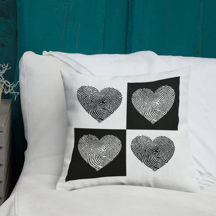 Dein Traumzimmer Fingerprint Hearts I Weiß Premium Dekokissen Dekorative Kissen