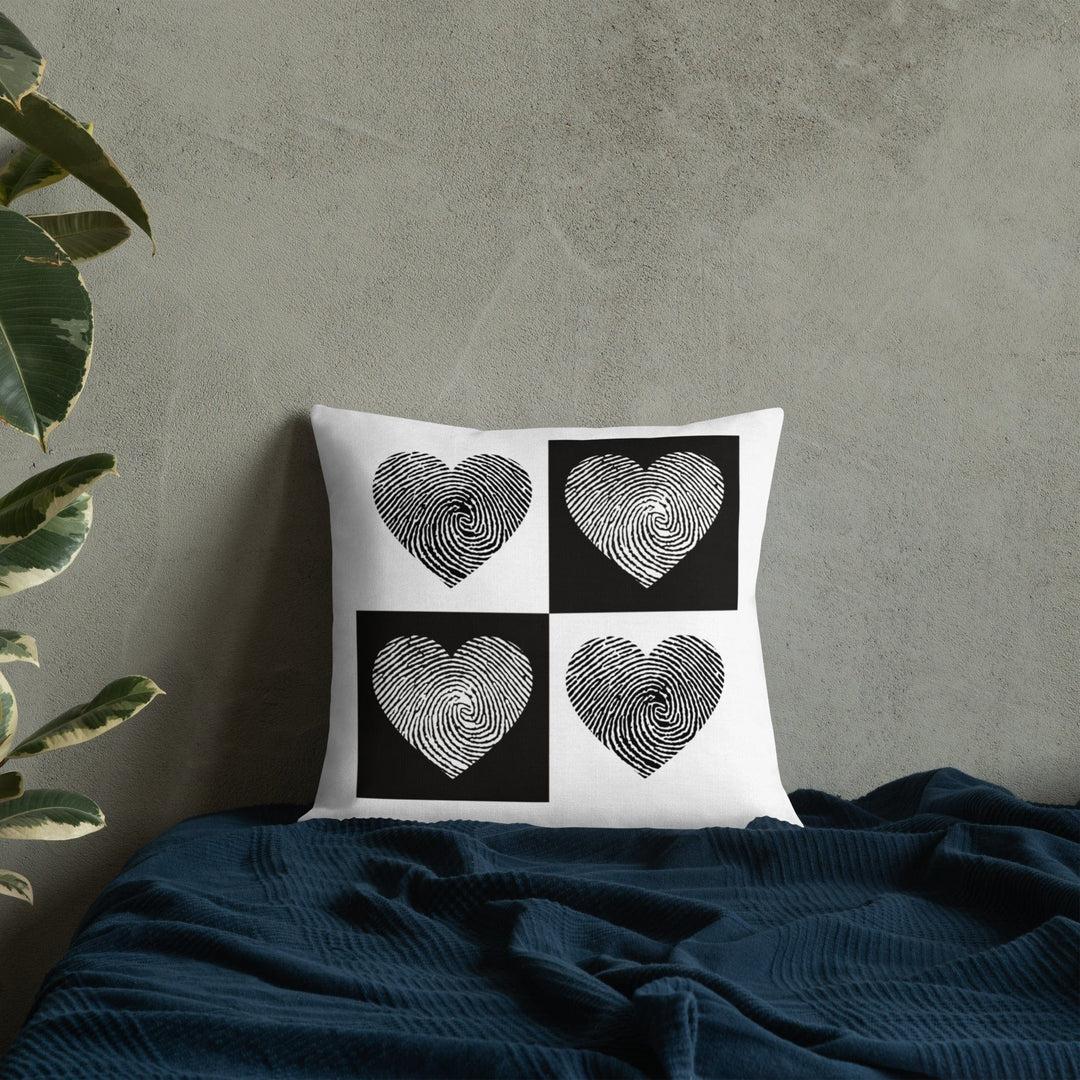 Dein Traumzimmer Fingerprint Hearts I Weiß Premium Dekokissen Dekorative Kissen