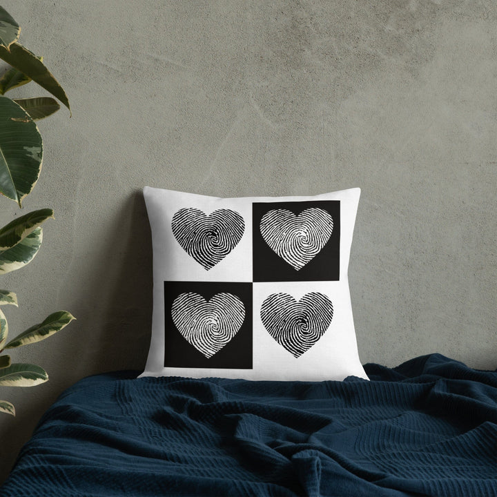 Dein Traumzimmer Fingerprint Hearts I Weiß Premium Dekokissen Dekorative Kissen