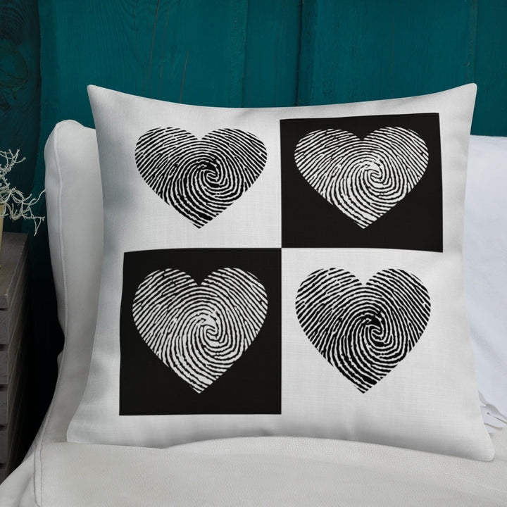 Dein Traumzimmer Fingerprint Hearts I Weiß Premium Dekokissen Dekorative Kissen