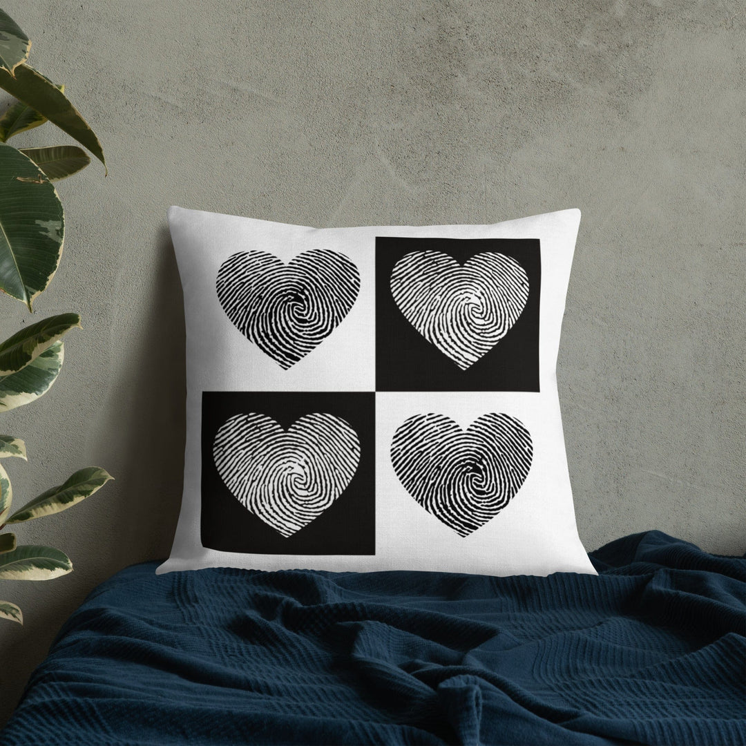 Dein Traumzimmer Fingerprint Hearts I Weiß Premium Dekokissen Dekorative Kissen