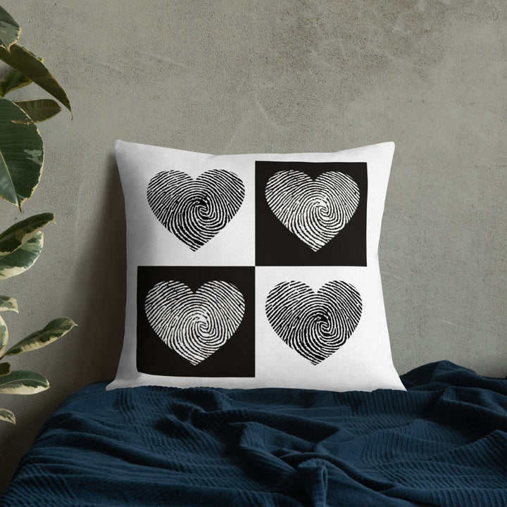 Dein Traumzimmer Fingerprint Hearts I Weiß Premium Dekokissen Dekorative Kissen