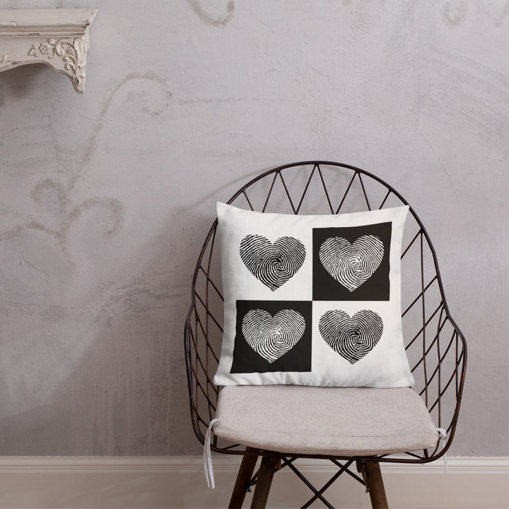 Dein Traumzimmer Fingerprint Hearts I Weiß Premium Dekokissen Dekorative Kissen