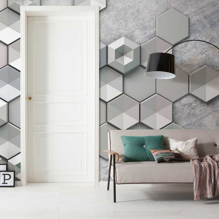 Dein Traumzimmer Komar Fototapete - Infinity - Hexagon Concrete Fototapeten