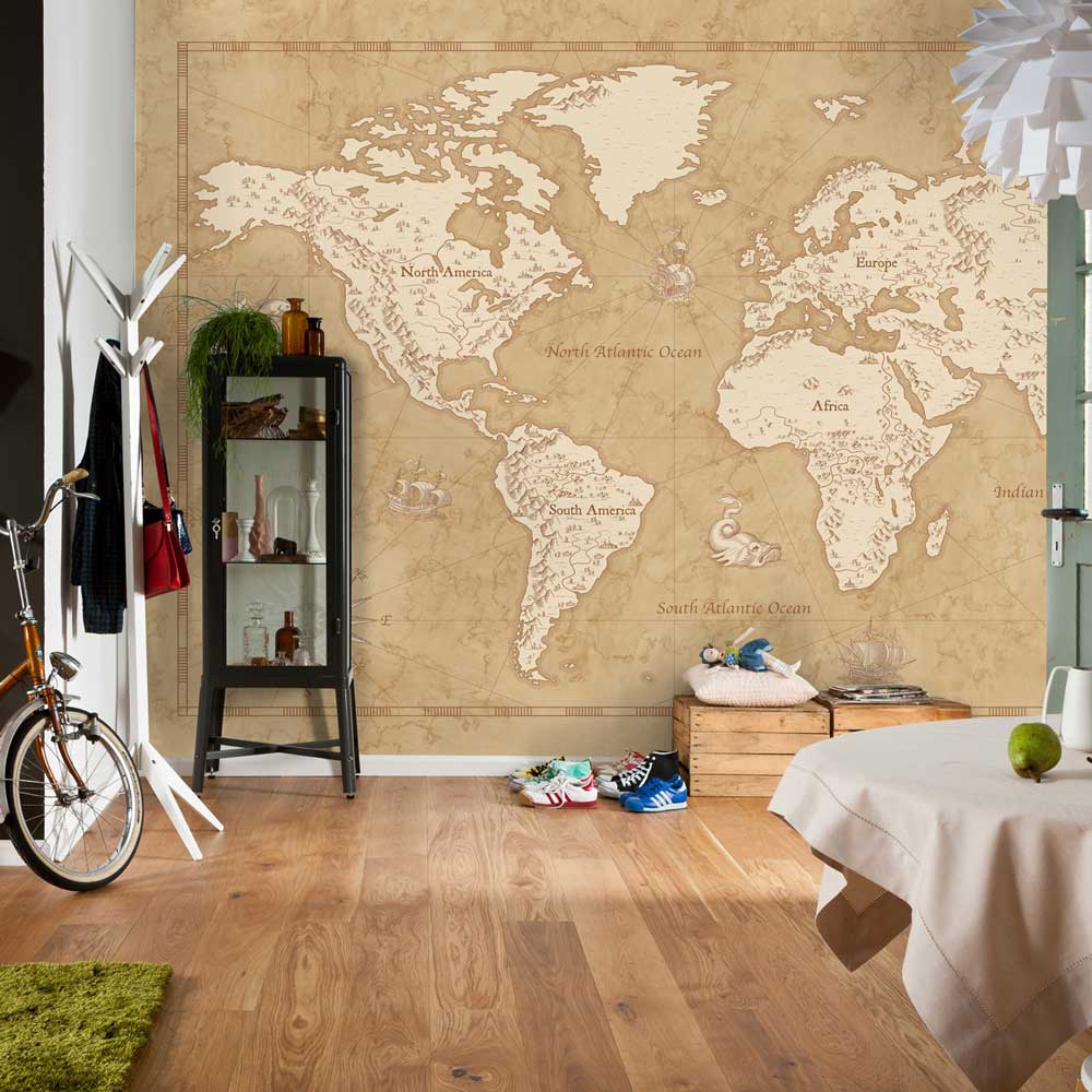Dein Traumzimmer Komar Fototapete - Into Adventure - Vintage World Map Fototapeten