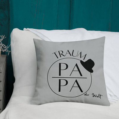 Dein Traumzimmer Traum-Papa der Welt I Grau Premium Dekokissen Dekorative Kissen